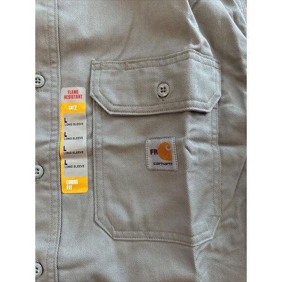 NWT CARHARTT FRS160 Flame Resistant Twill Shirt Men Large gray Workwear TEK - Picture 2 of 10